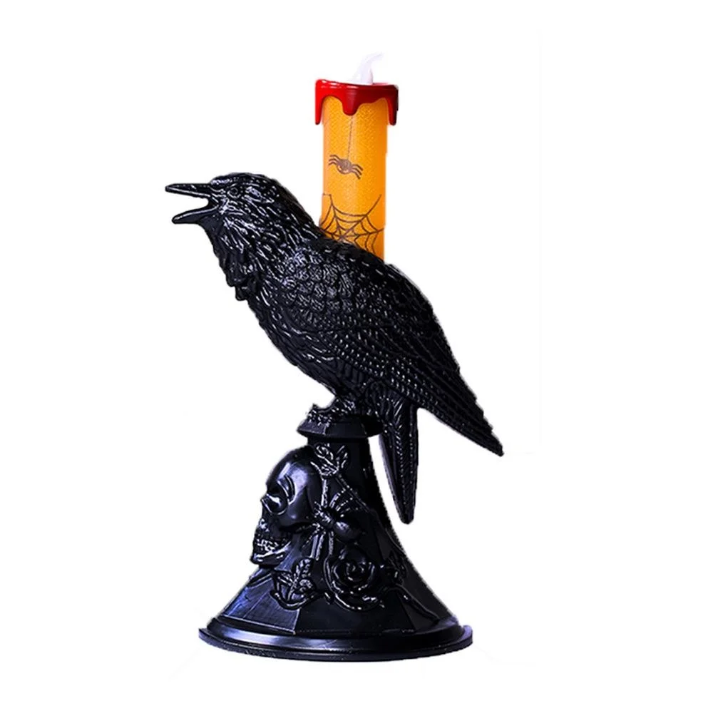 Candle Supplies Europe - Nieuwe Zwarte Kraai Standbeeld Gloeiende Kandelaar