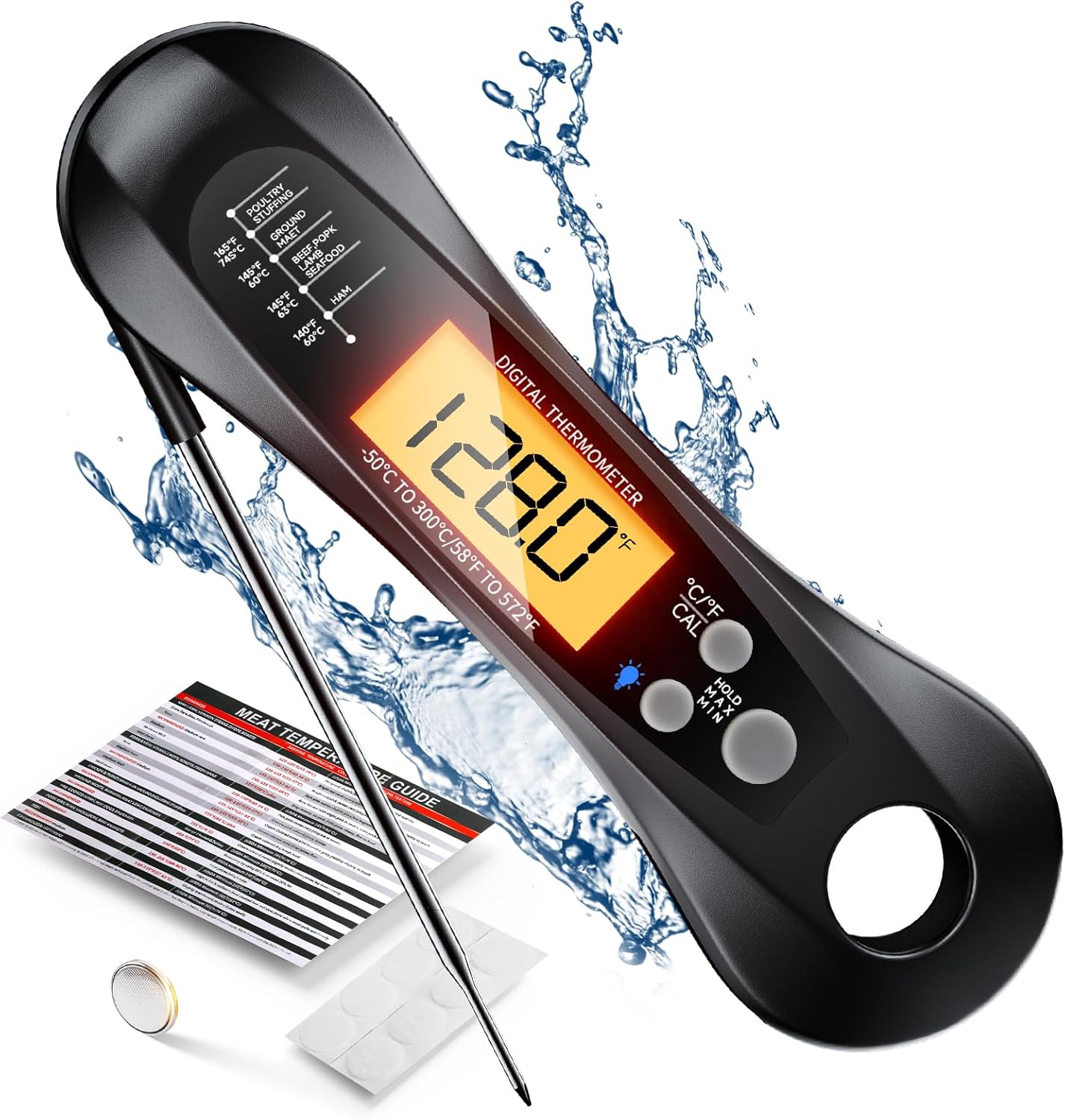 Digital Thermometer Probe - Digitale, direct afleesbare vleesthermometer met opvouwbare