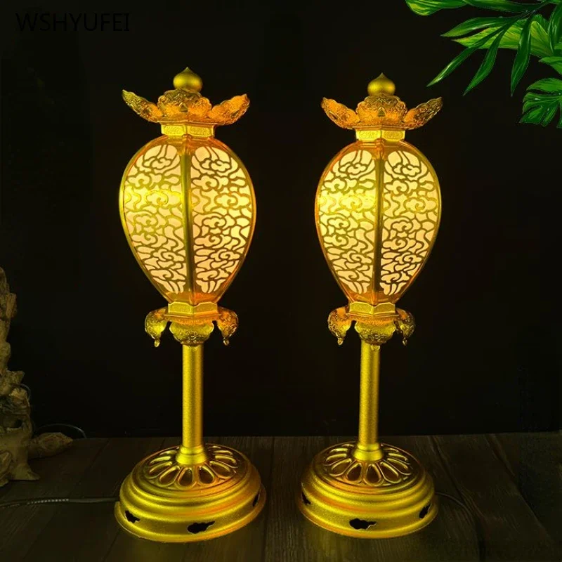 Candle Supplies Europe - H24cm Aluminium vergulde paleiskandelaar Boeddhistische tempelbenodigdheden